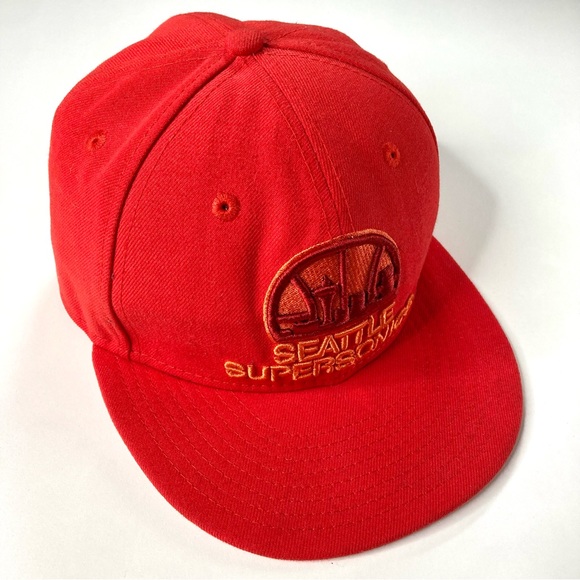 Seattle Sonics Red Fitted New Era 59Fifty Hardwood Classics NBA Hat 7 1/8 - Picture 3 of 15